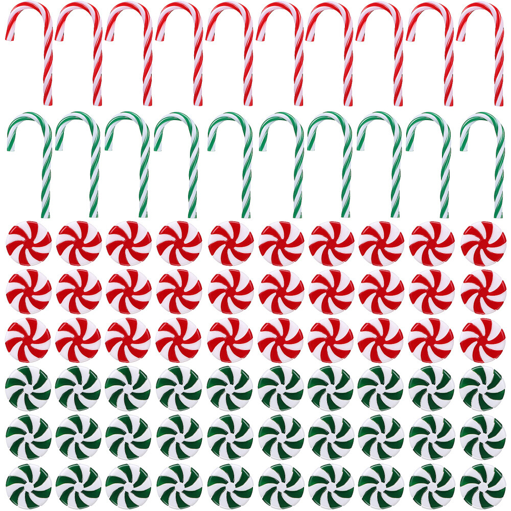 80pcs Christmas Trees Hanging Ornaments Fake Candy Decorations Xmas Lollipop