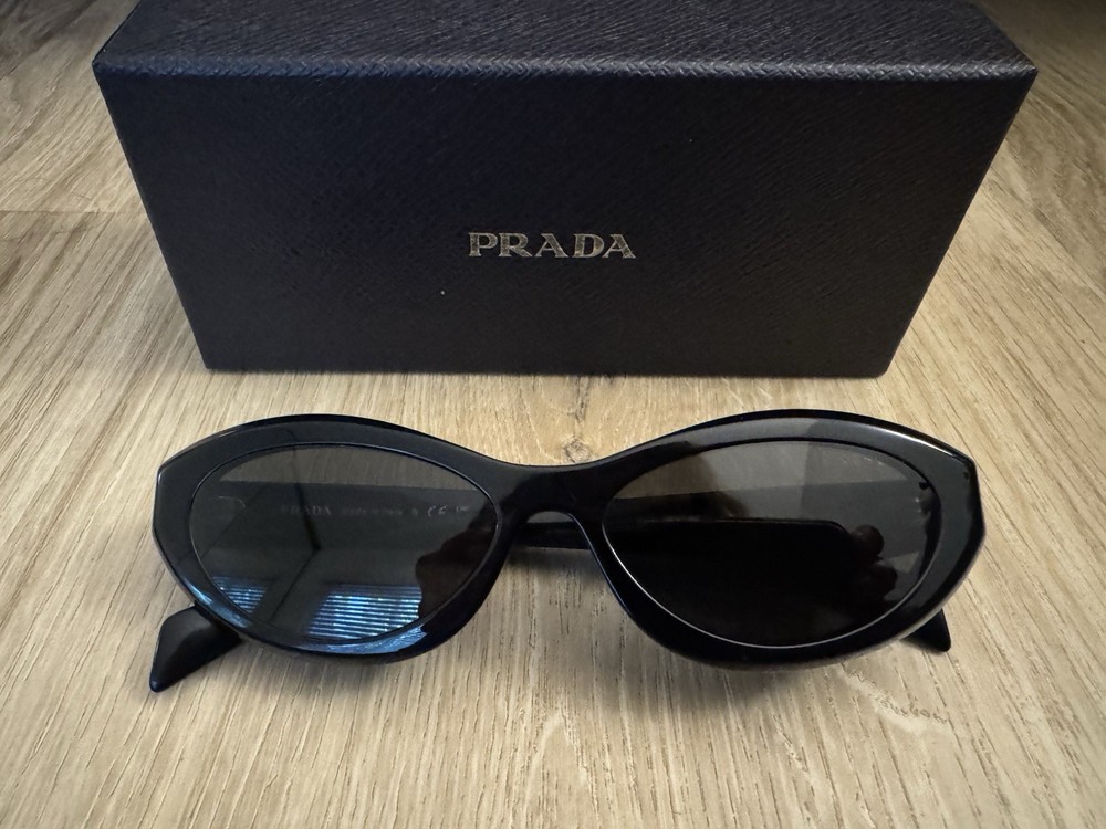 Prada PR 26ZS 16K08Z Black Gray Unisex Irregular Frame Sunglasses