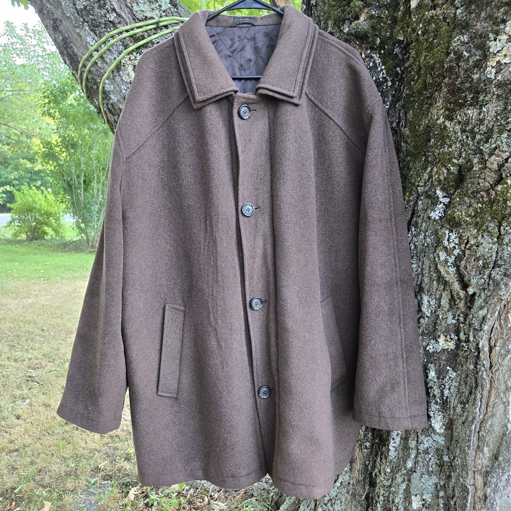 JF J Ferrar Mens XL Brown Wool Quilted Jacket Modern Fit Coat