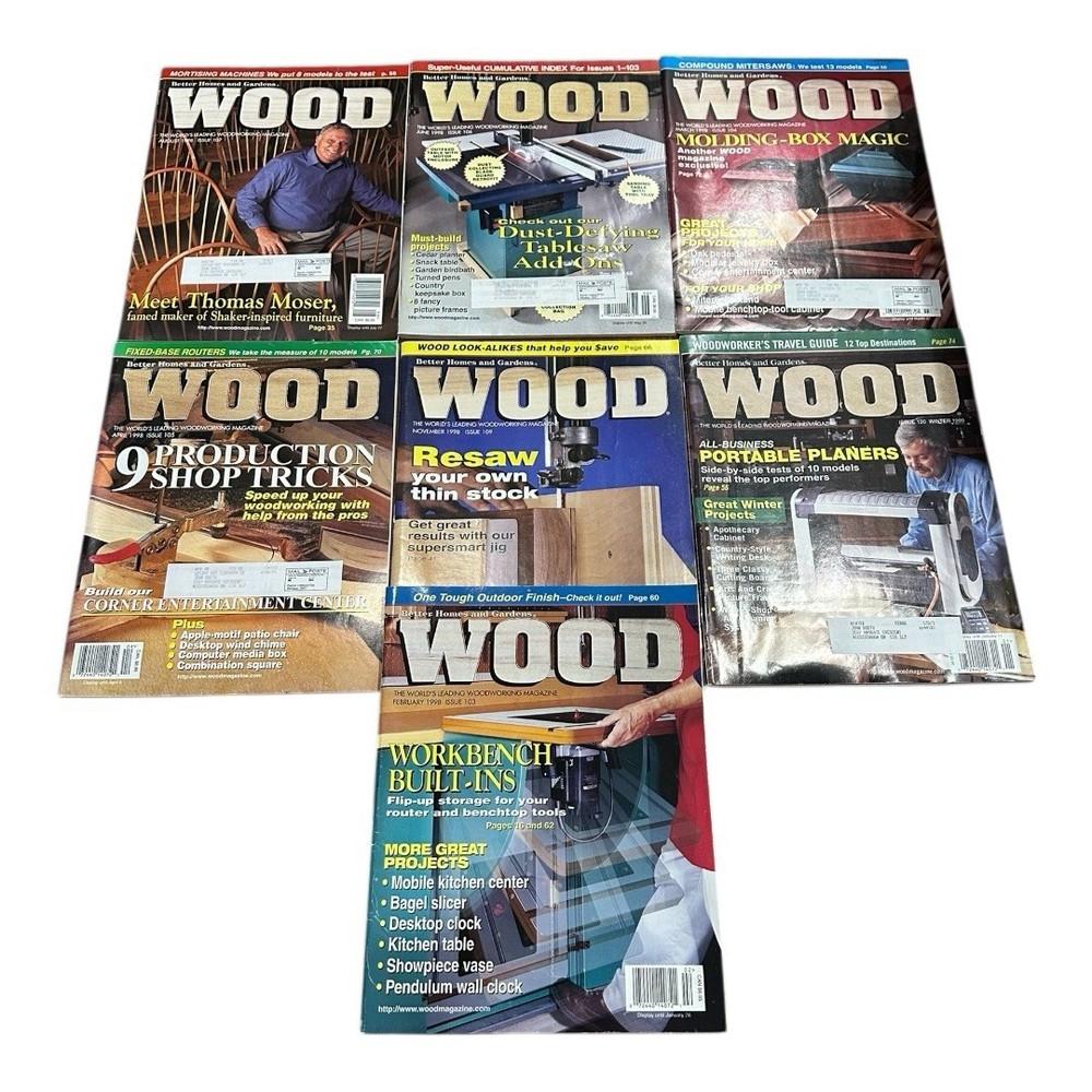 Vintage Better Homes & Gardens Wood Magazine Lot - 7 Issues 1998-1999