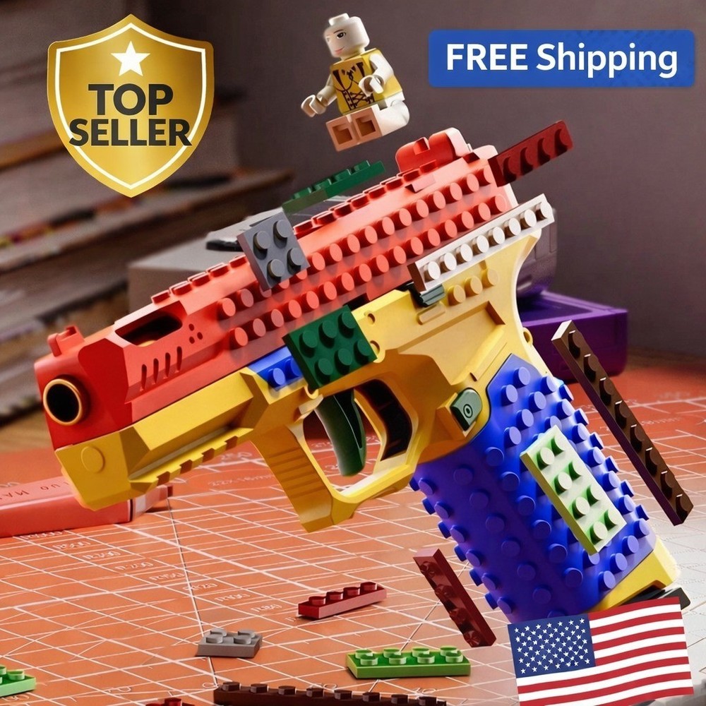 Building Block Toy Pistol Continuous Firing Soft Bullet Shell Ejecting Gun