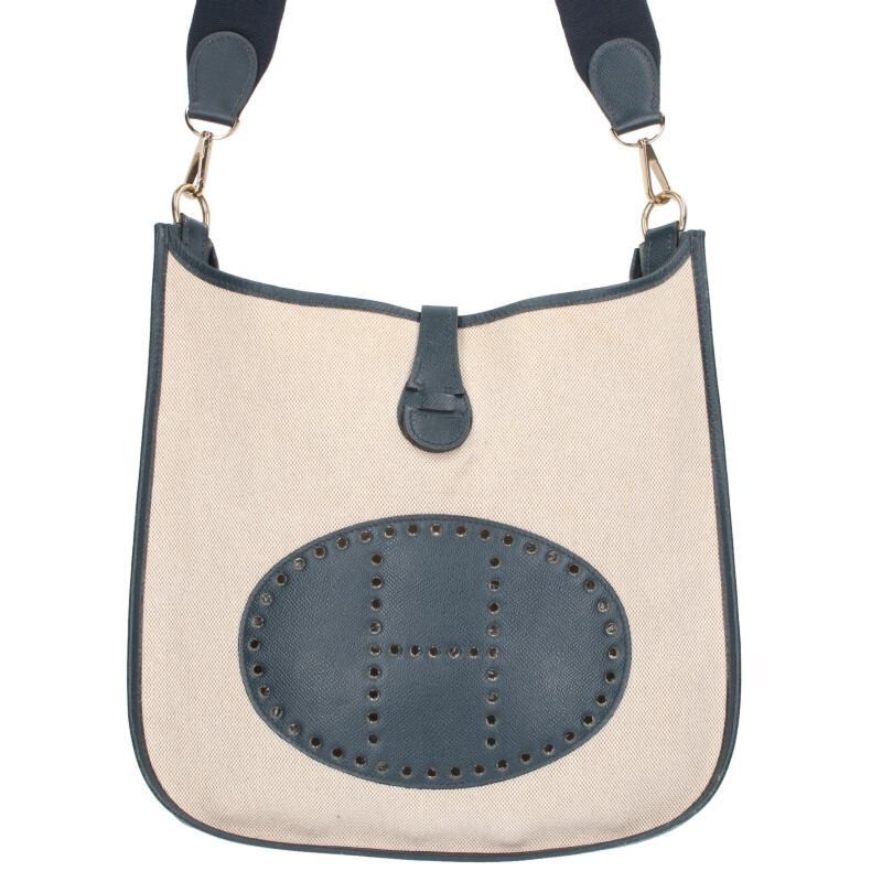 Hermes Shoulder Bag Size: GM Evelyne E Engraved Toile H Leather  856242