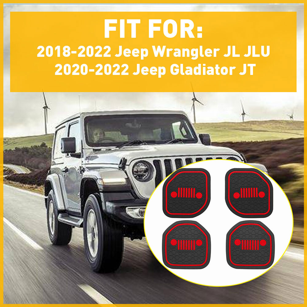 4x Cup Insert Liner Holder For JL Jeep Wrangler JLU Gladiator JT Car Accessories