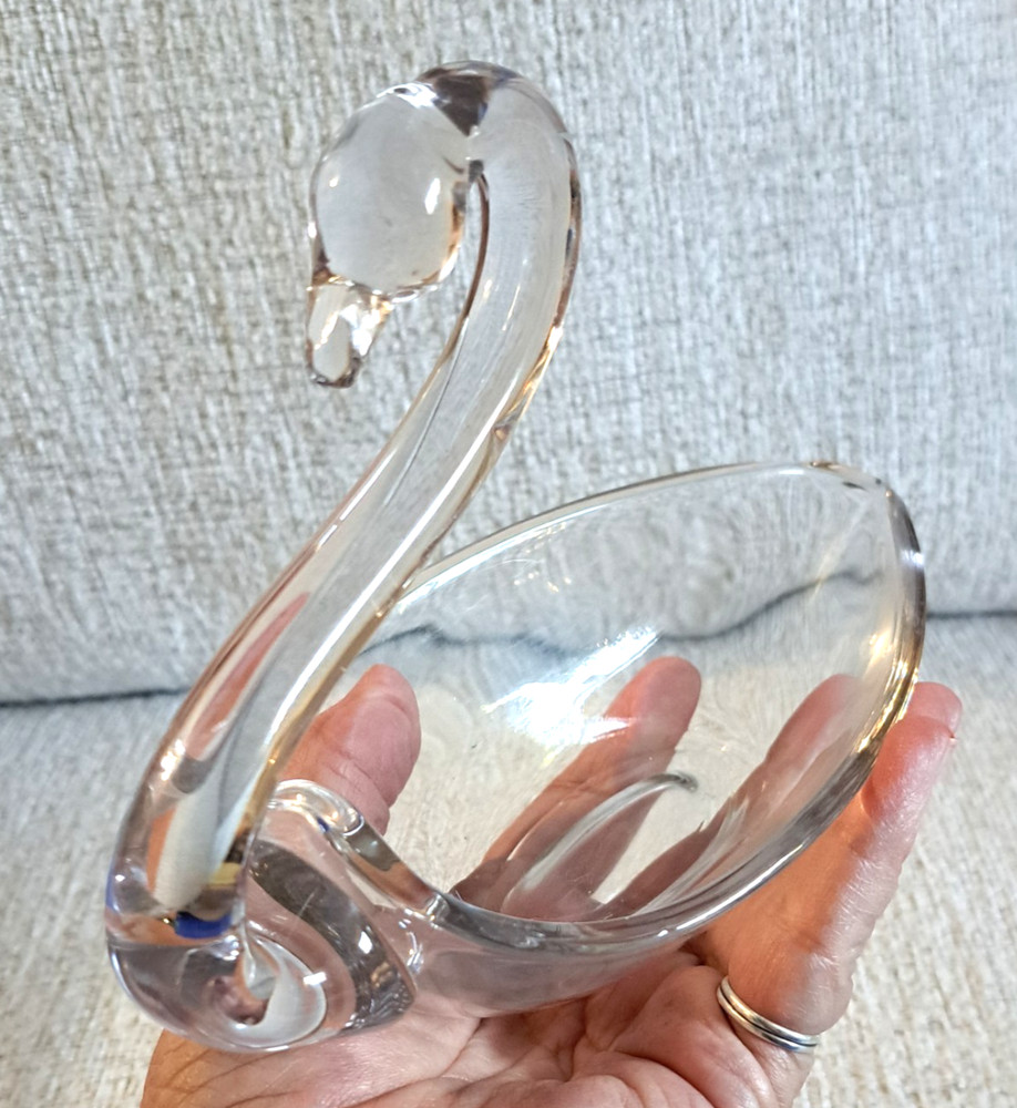 Vintage SWAN Candy Nut Dish Bowl Duncan & Miller Tiffin CLEAR Glass  6