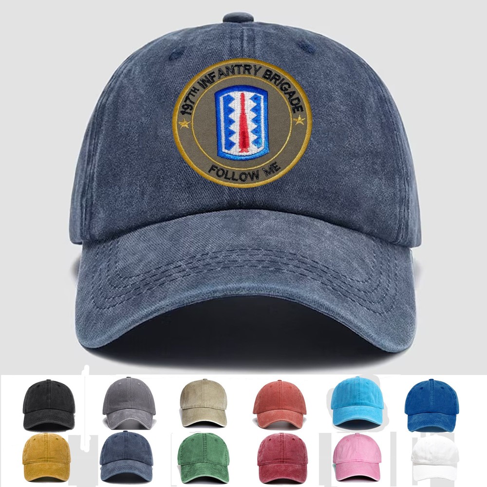 Custom Embroidered Hat US Army 197th Infantry Brigade “Follow Me”, Trucker Hat