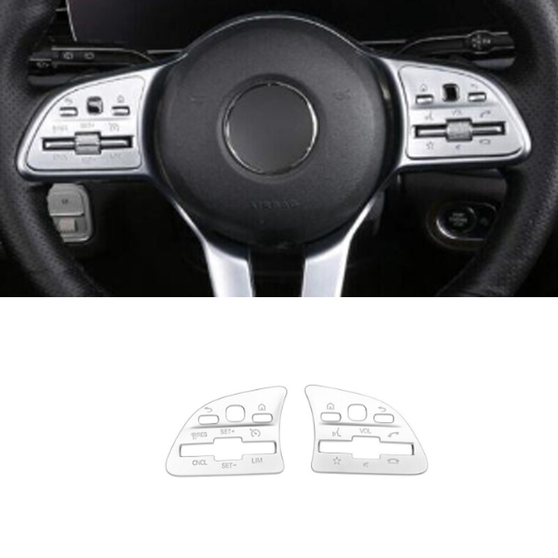 Matte Silver Steering Wheel Control Cover Trim 2X Fit For Benz GLE GLS 2020-2024