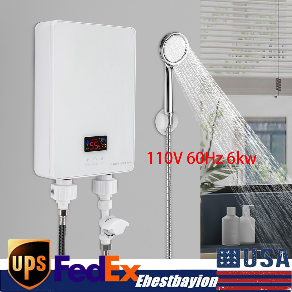 6000W Instant Hot Water Heater Electric Tankless On Demand House Shower Sink