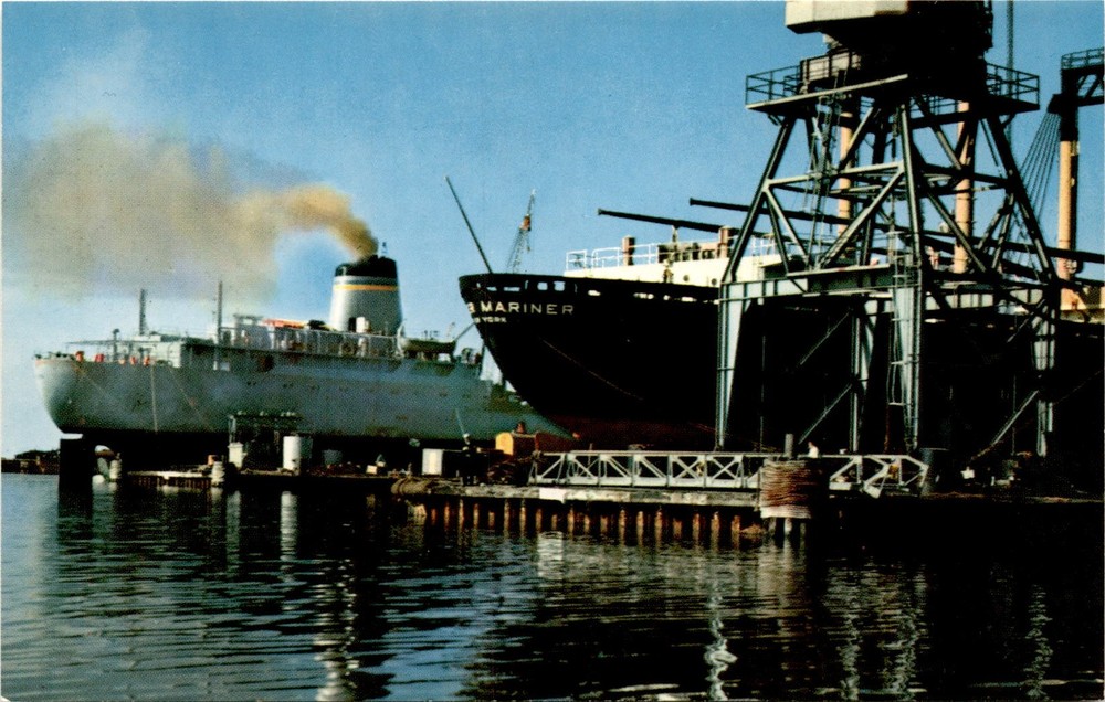 Pascagoula, Mississippi, shipyard center, ocean-going vessels, Hubert Postcard