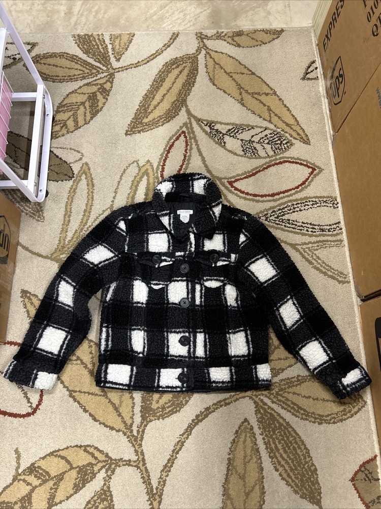 Falls Creek Black & White Checked Size 7/8 Girls Sherpa Super Cute