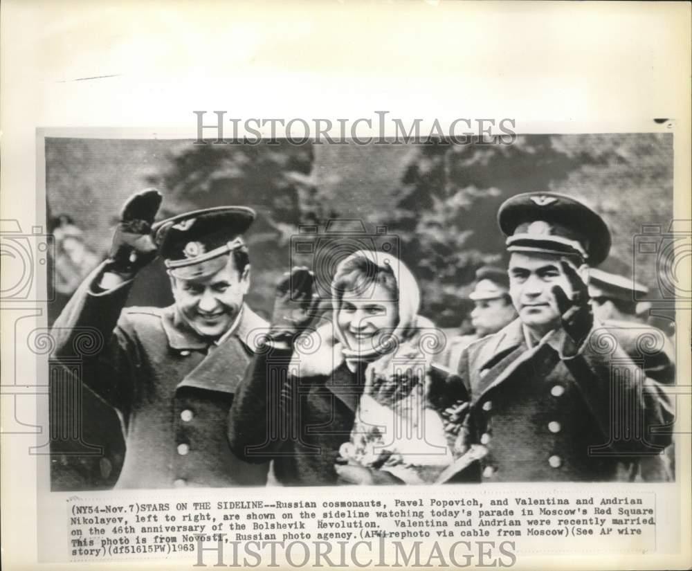 1963 Press Photo Cosmonauts at Bolshevik Revolution Parade, Moscow - nosp04694