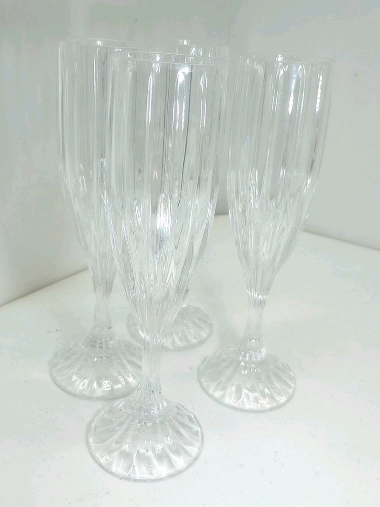 4 Vintage MIKASA PARK LANE Crystal Champagne Flutes Glasses Retired 8-3/4
