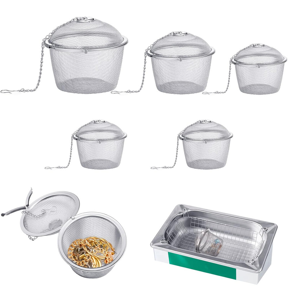 Rozer 5-Piece Stainless Steel Jewelry Cleaner Basket Set Assorted Sizes