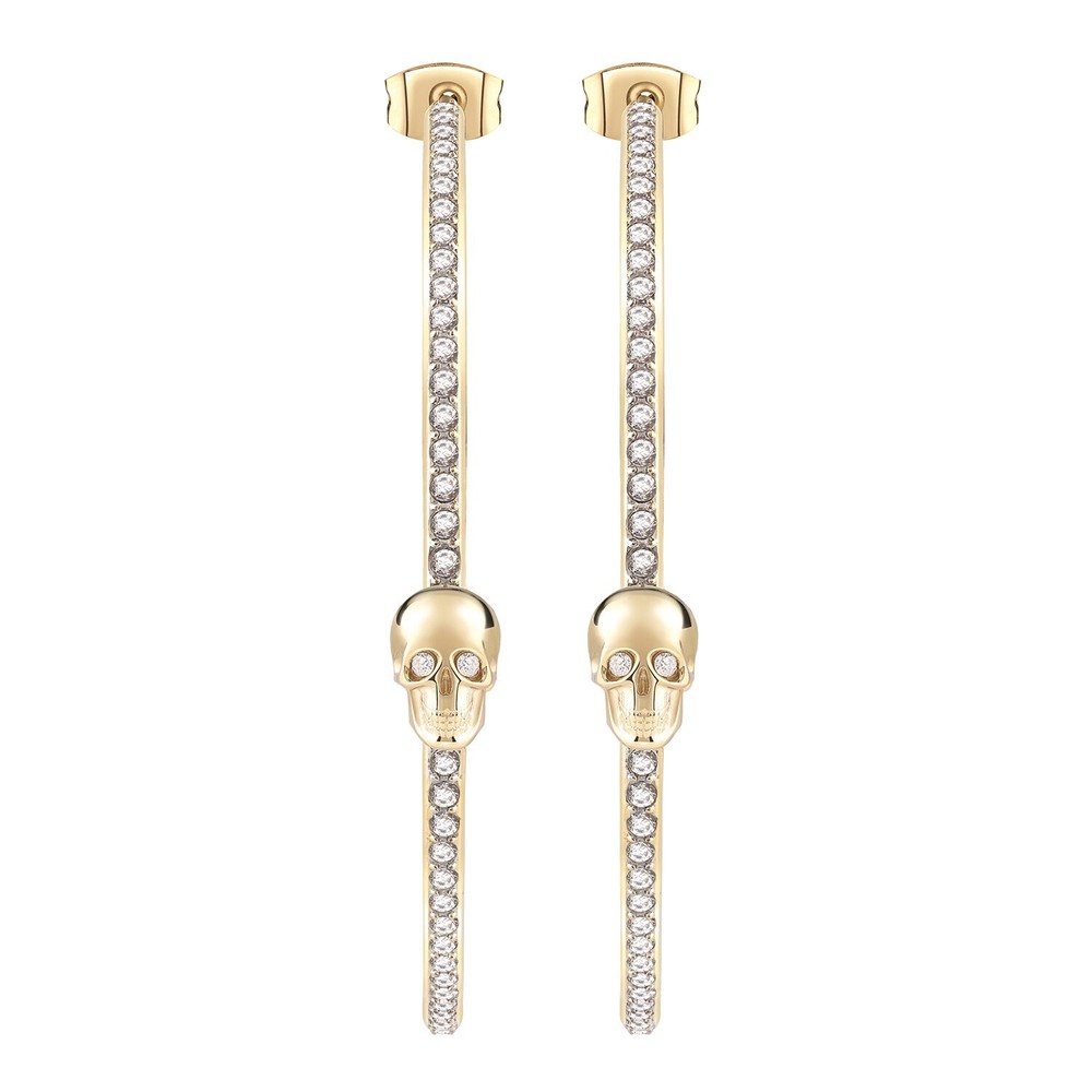 Philipp Plein Gold Lettering Earrings for Women PJ1AA01EU