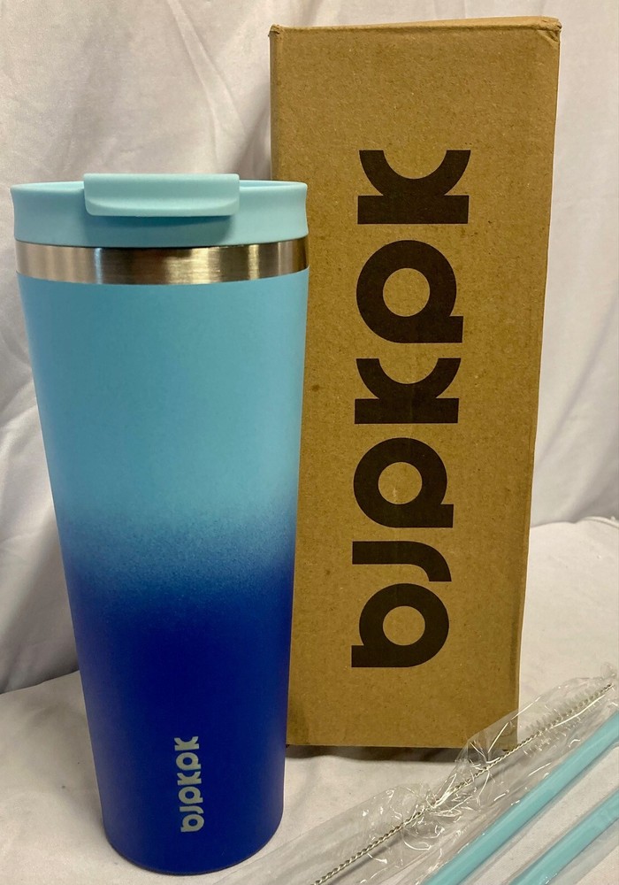 BJPKPK 26oz Tumbler - Blue/Lt Blue, W/Straw Stainless Steel Travel Mug - NEW!