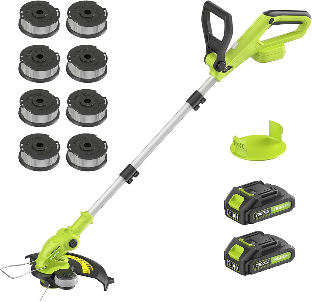 20V Cordless Electric String Trimmer with 12-Inch Cut & 2x2.0Ah Batteries