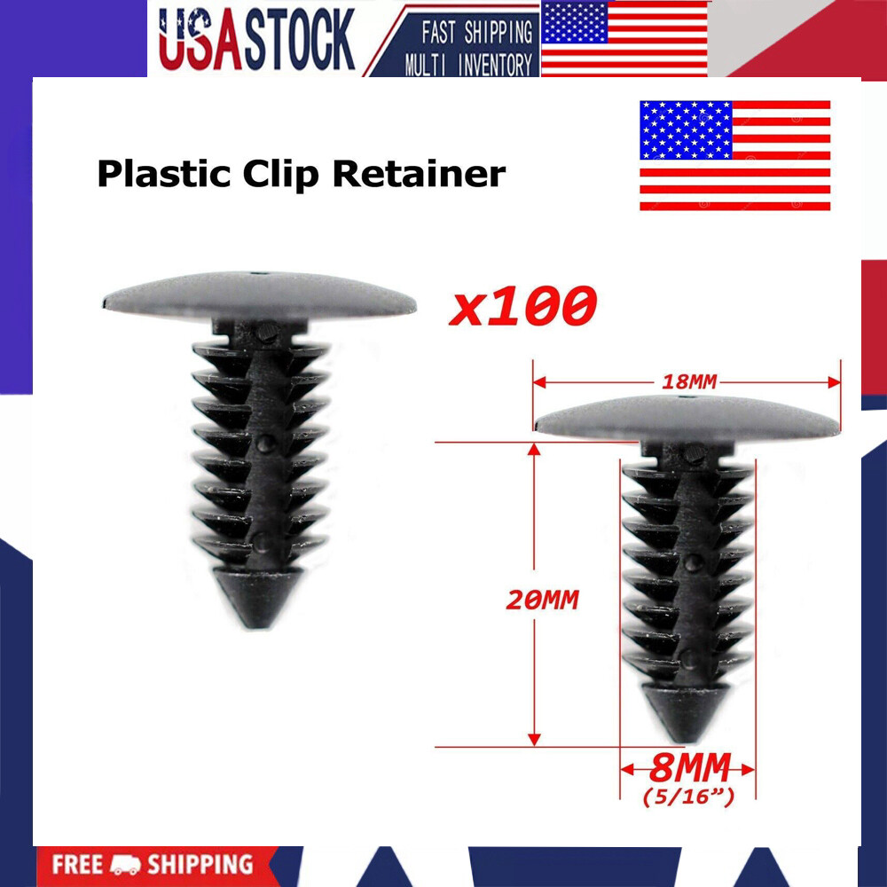 100PCS Bumper Fastener Clips+4PCS Tools Plastic Rivets Retainer Fender Push Pin