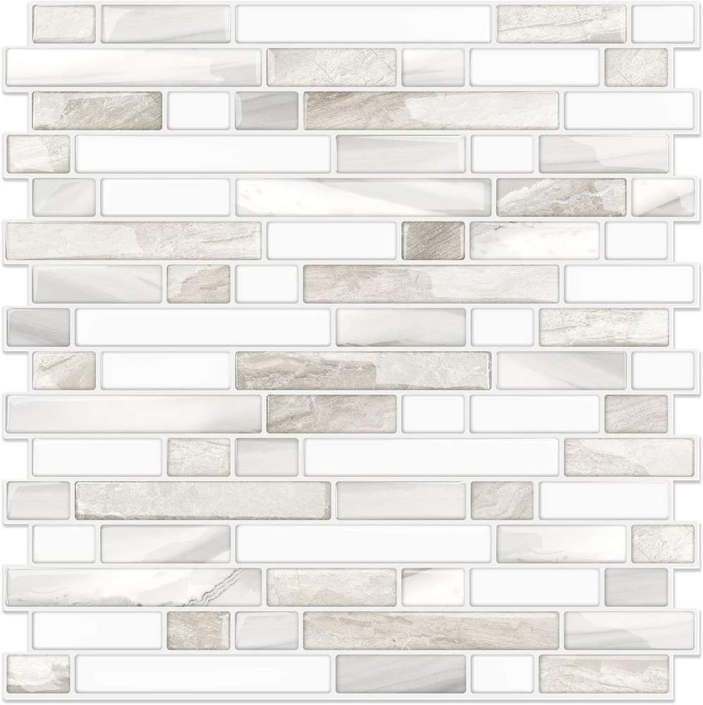 Thick Peel and Stick Tile Backsplash 12x12 for Kitchen Easy Install