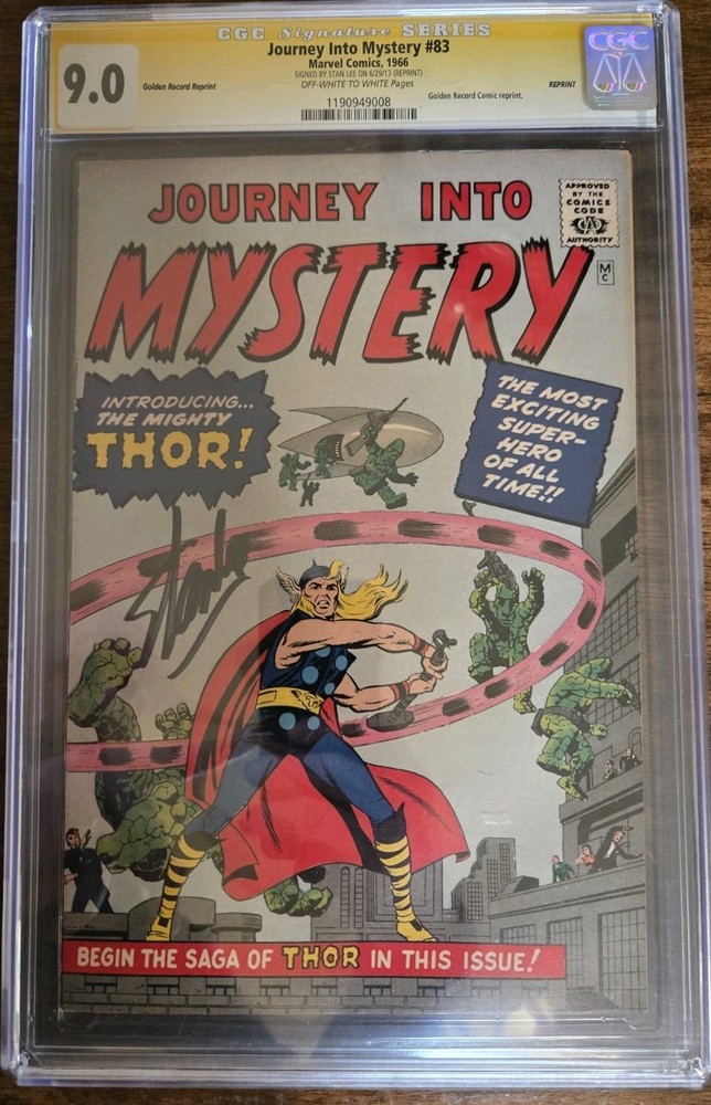 Journey Into Mystery #83 CGC 9.0 SS STAN LEE  1st App. of THOR G.R. reprint