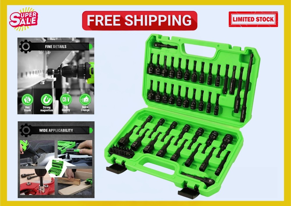 55-Piece Magnetic Nut Driver Set with 1/4