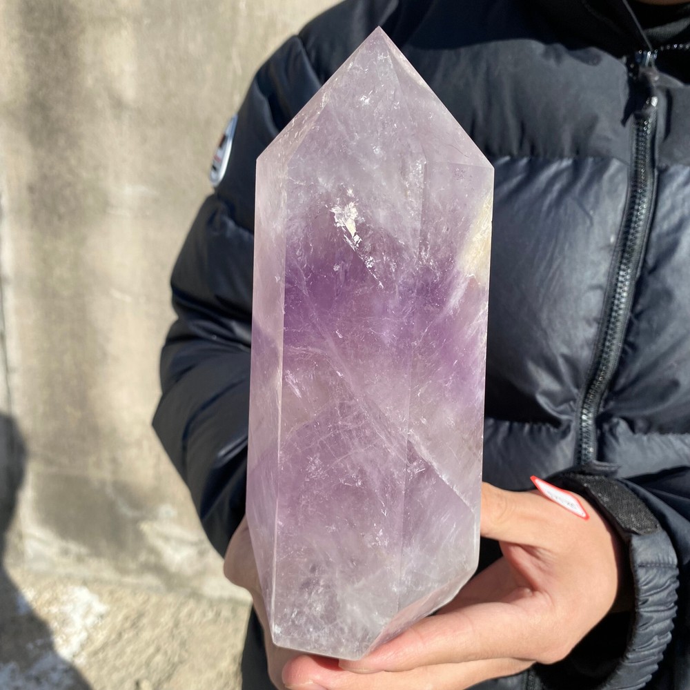 3.2LB Natural Amethyst Obelisk Carved Crystal Wand for Reiki Healing and Decor