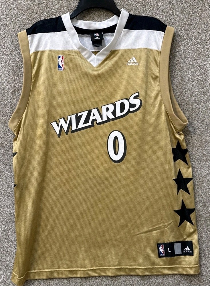 Adidas Mens Size Large Washington Wizards Gilbert Arenas #0 Gold Alt Jersey