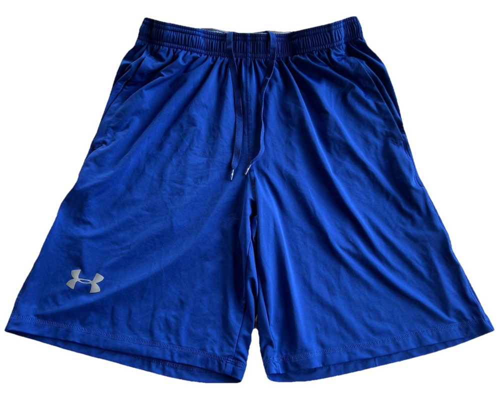 Under Armour Mens Royal Blue Loose Fit Athletic Training Shorts Large L Heatgear