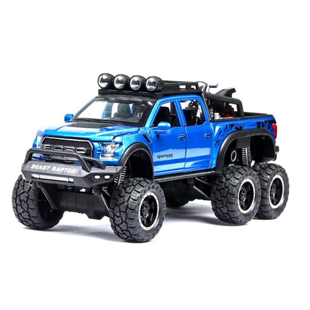 1/24 Blue For Ford Raptor F-150 Pickup Truck Offroad Pull Back Vehicle Model Car