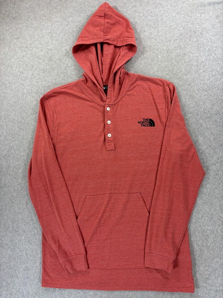 North Face Half Dome Henley Hoodie for Men - Large in Red