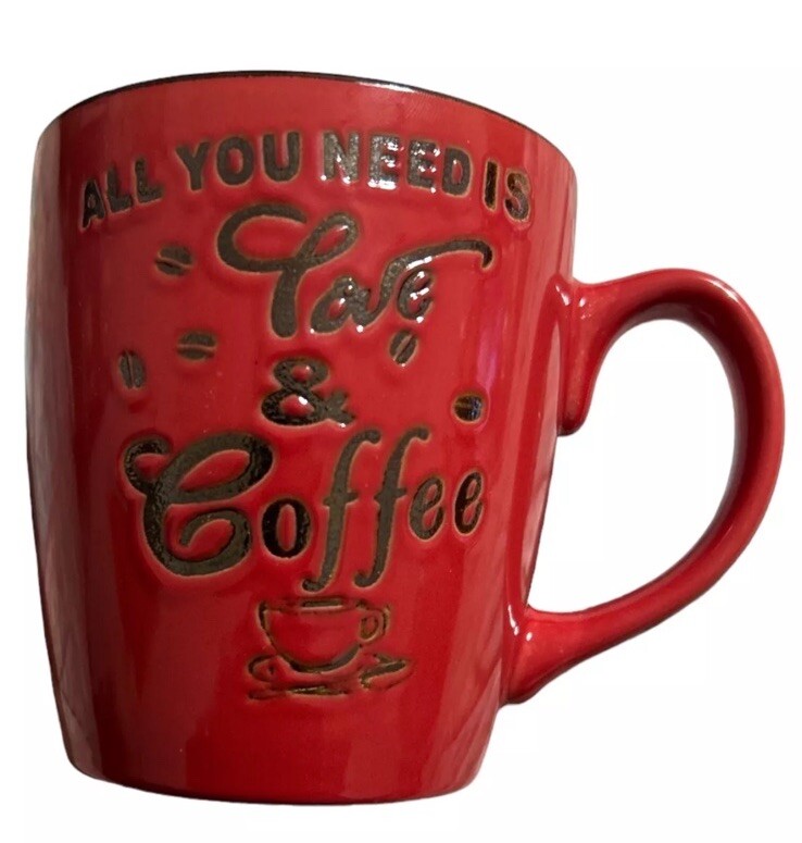 Royal Norfolk Red Metallic 18 Oz Ceramic Coffee Mug - All I Need Is Coffee  