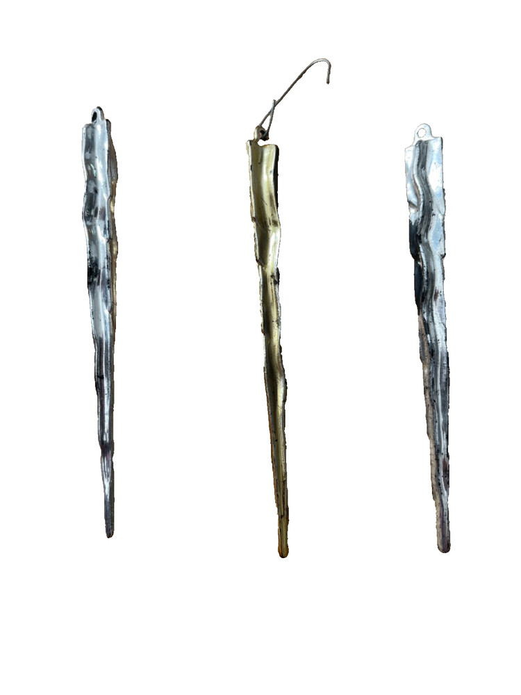 Vtg Plastic Icicle  Twists Christmas Tree Ornaments lot of 3
