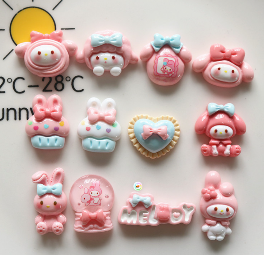 20 Pcs Mixed Flatback Resin Pink Rabbit Style Embellishments for Craft DIY Decor