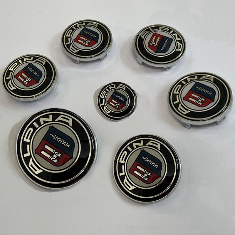 7PCS Front Rear Steering Wheel For B-M-W 82mm 74mm 68mm Emblem HubCaps Badges