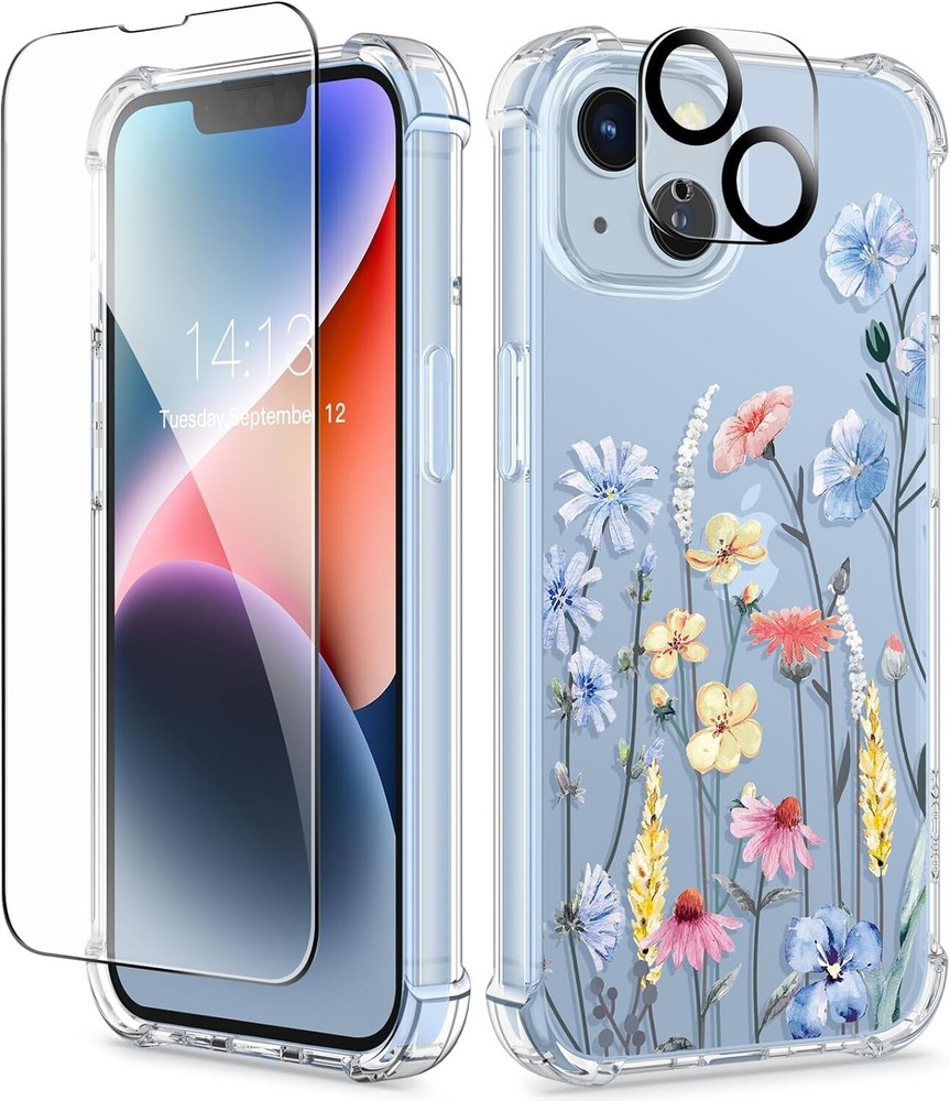 For iPhone 14 5G Case With Soft Shockproof Phone Cover & Camera Lens Protector