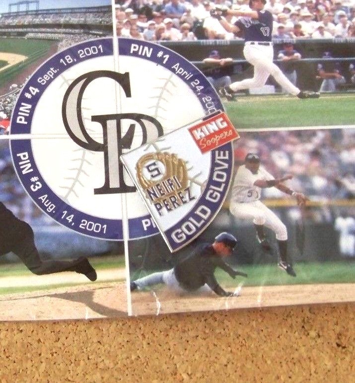 2001 Colorado Rockies puzzle pin #2 Neifi Perez Gold Glove King Soopers