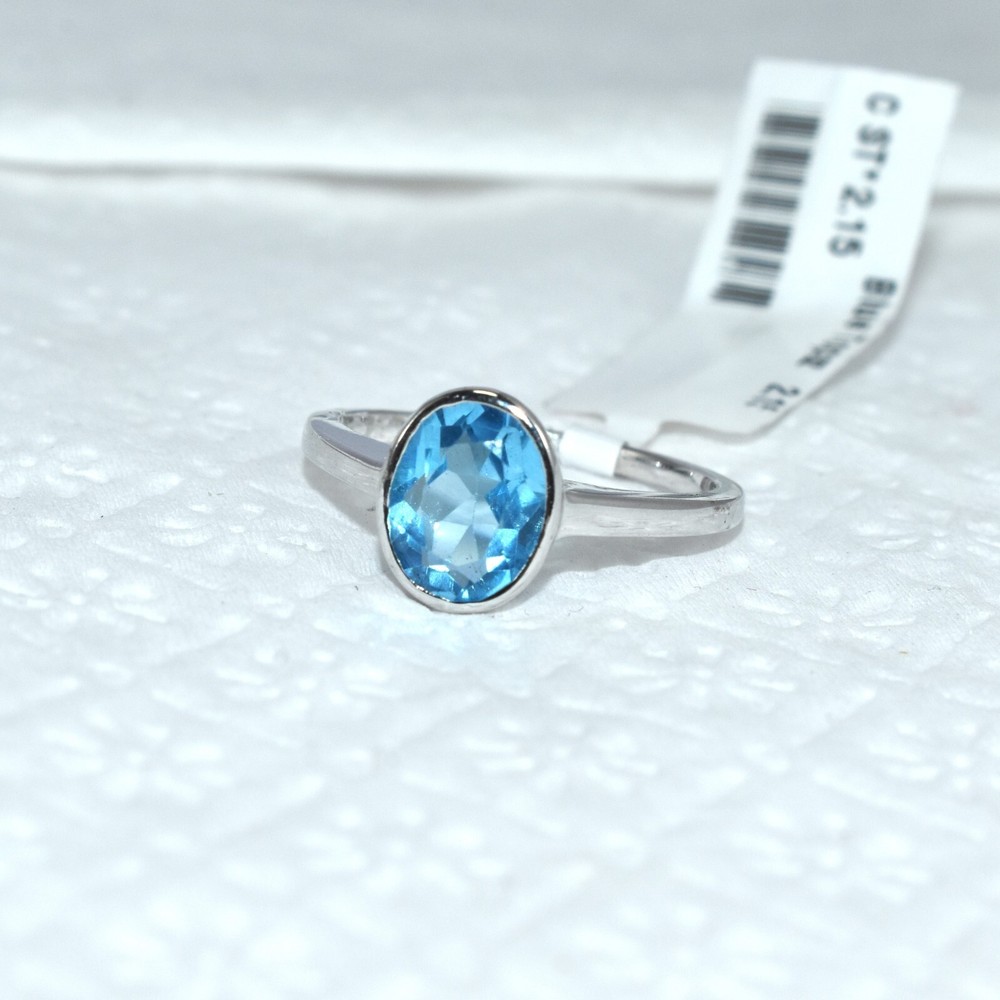 Fine Oval Cut Blue Topaz Gemstone Ring 925 Sterling Silver Ring Handmade Design
