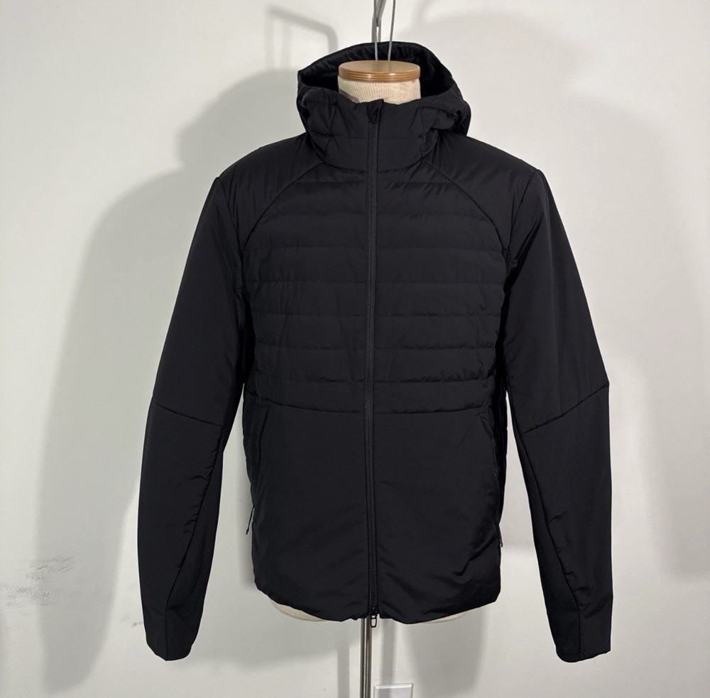 Lululemon Down for It All Jacket Mens L Green Full Zip Goose Down Hooded Puffer