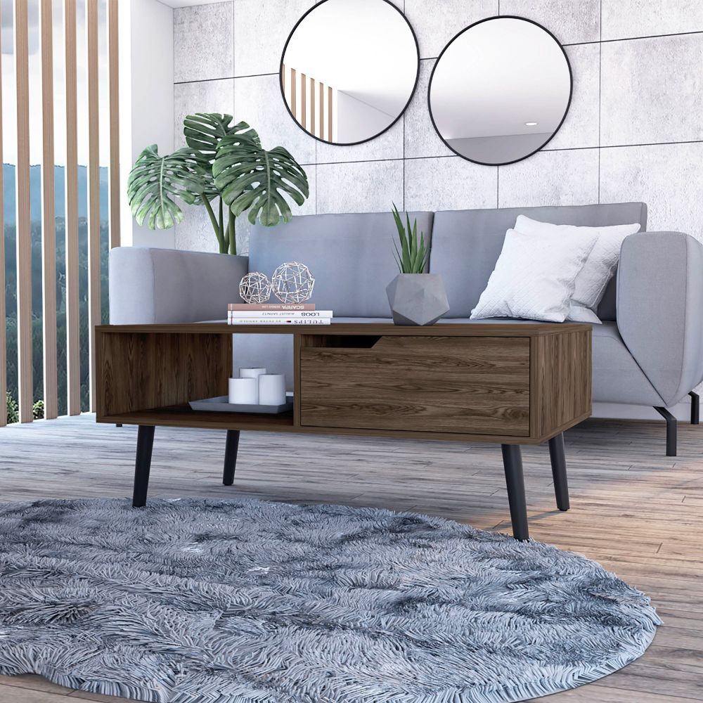 Hamburg Coffee Table with Open Shelf and Single Drawer for Modern Living