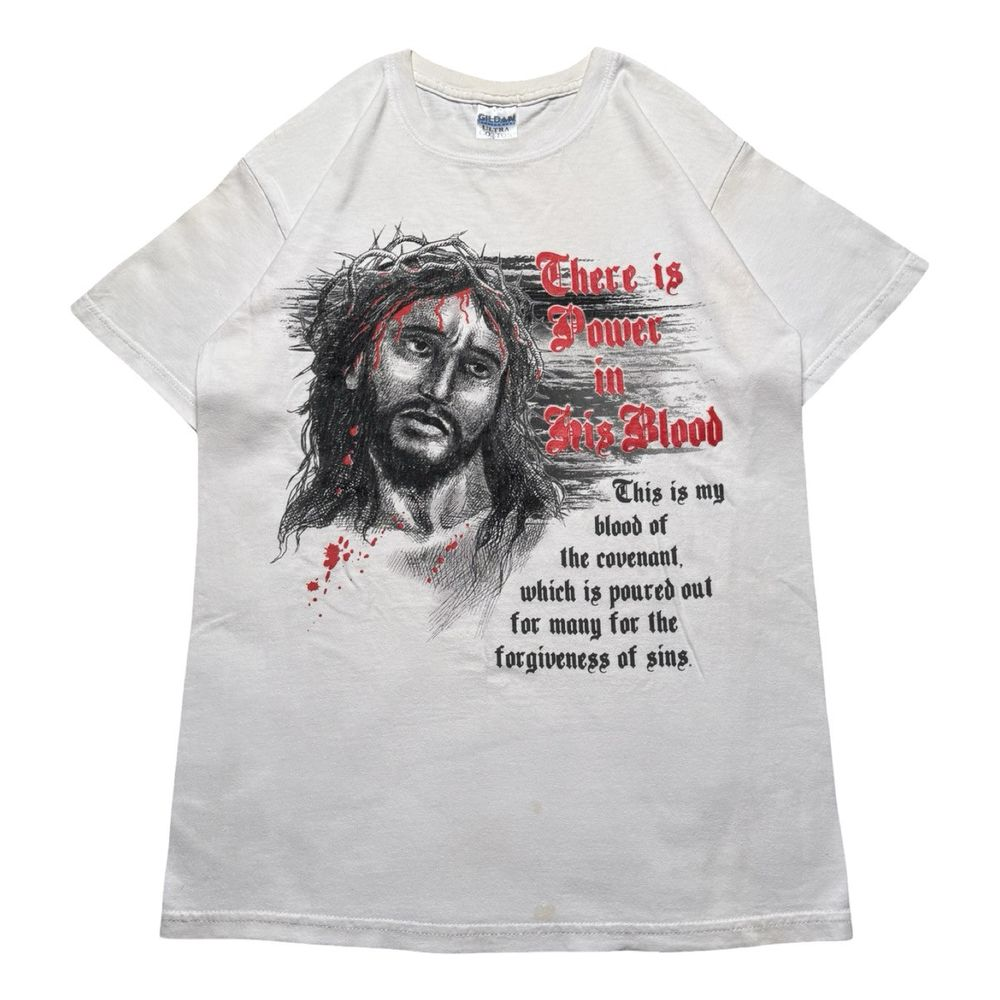 Vintage 90s Jesus T Shirt There is Power in His Blood Christian Gospel  Tee S-5X