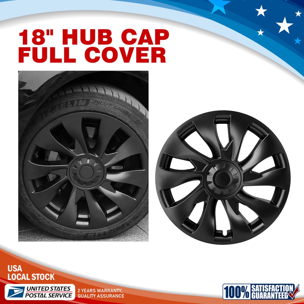 New Black ABS Hubcap for Model 3 18-Inch Wheels High Quality Fit