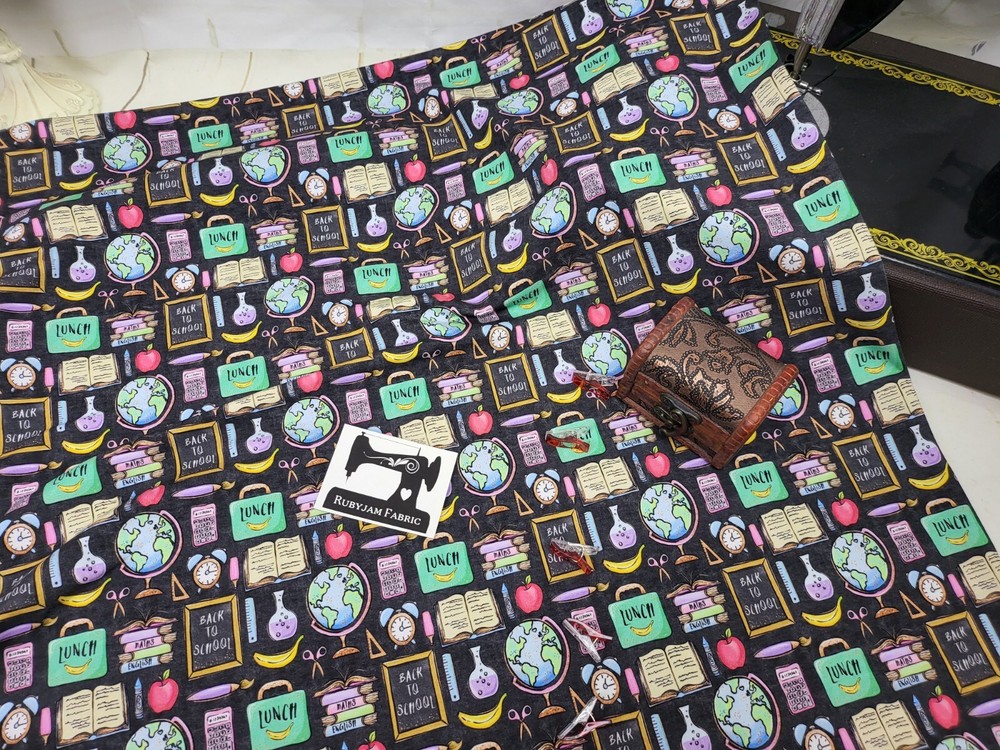 Back to School, School Fabric, cotton lycra jersey knit fabric 150cm wide-image