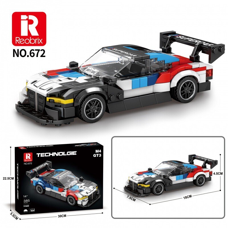 BMW M4 GT3 | Multi-color | Building Block Brick set MOC - 385 pieces