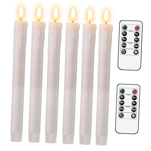 Flameless LED Taper Candles with Remote Battery Operated Real Wax Drip
