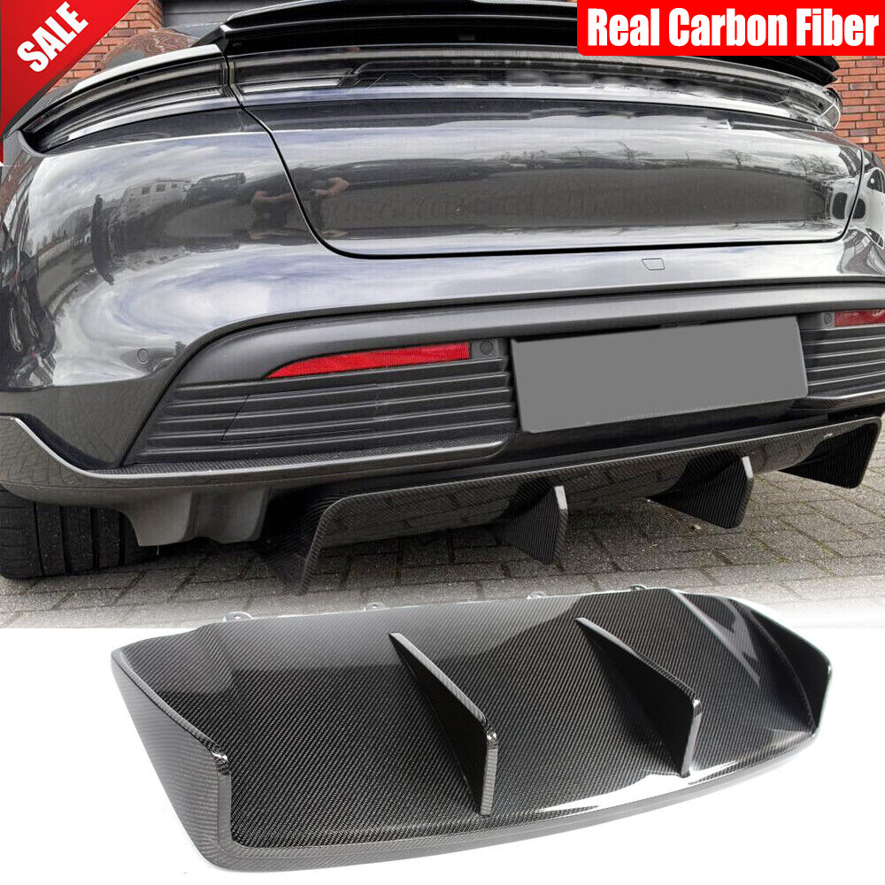 Fit For Porsche Taycan 2019-2024 Real Carbon Fiber Rear Bumper Diffuser Lip Kit