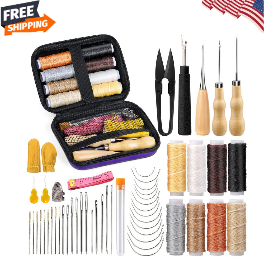 54 Pcs Leather Sewing Kit Heavy Duty Sewing Upholstery Repair Kit for Car Boots