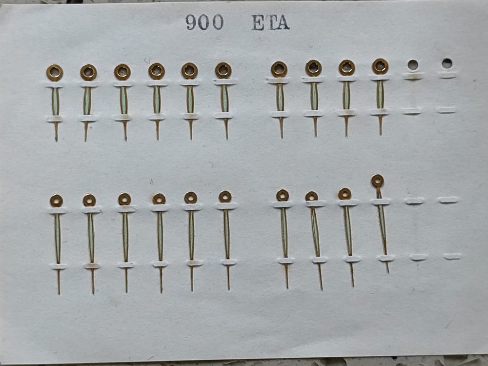 Vintage ETA 900 Movment  wind  Part Lot Set hands Gold /Green Swiss Original NOS