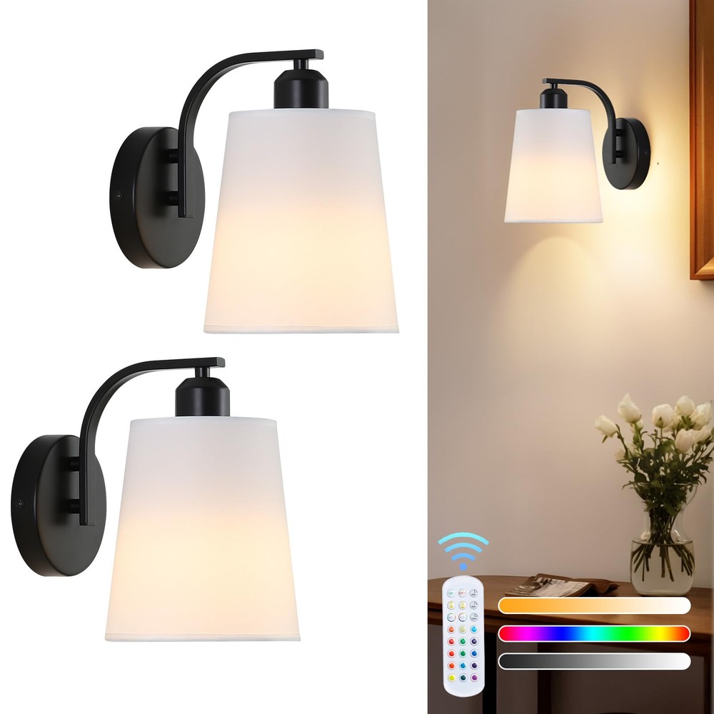 Battery Sconces Wall Decor Set of 2，Rechargeable Wall Sconces with Dimmable B...