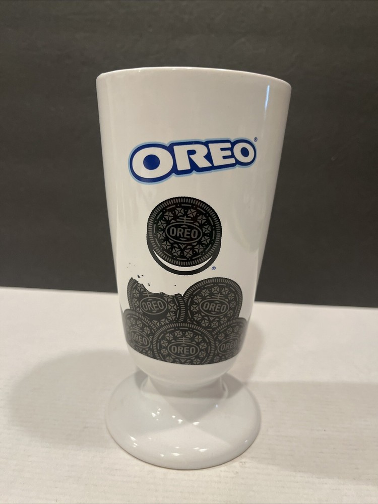 Oreo Footed Milkshake Dessert Ceramic Cup Glass Logo Double Stuffed Cookie