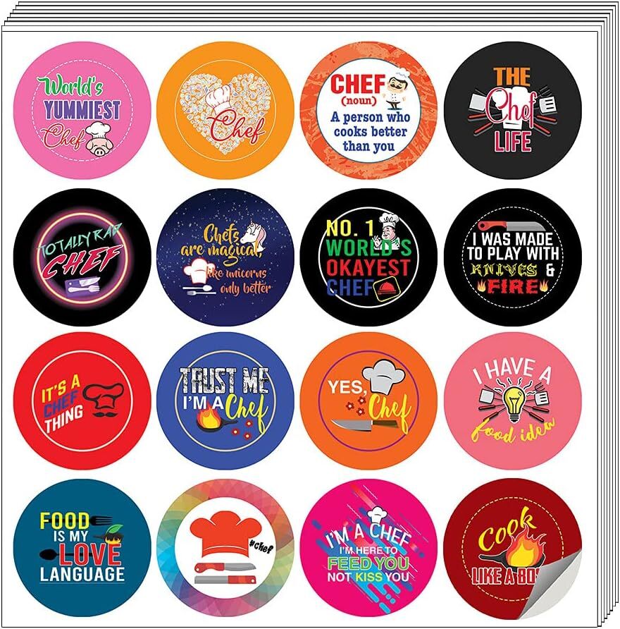 Professional Chef Stickers 10 Packs with 16 Unique Designs