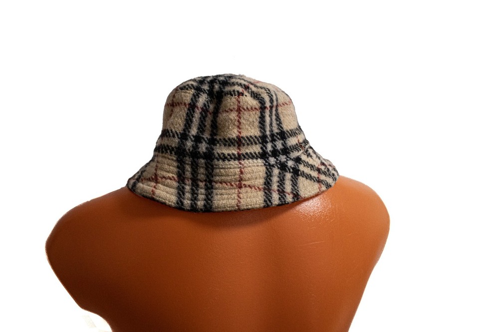 Vintage Burberry wool bucket hat in classic nova check pattern