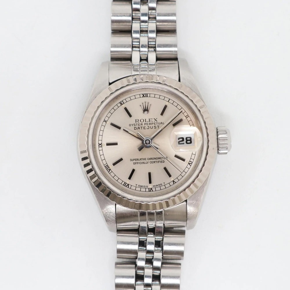 1980s Rolex Datejust 26 69174 Ladies Watch Steel Silver Index Dial